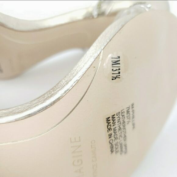 New Imagine Vince Camuto Phillipa Gold Open Toe Sandal Heel SZ 7 Wedding Formal - Picture 4 of 9